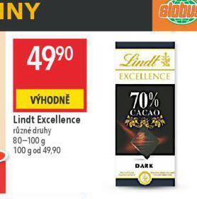 Globus Lindt excellence čokoláda nabídka