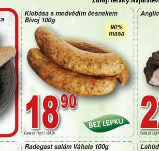 Hruška Klobása s medvědím česnekem nabídka