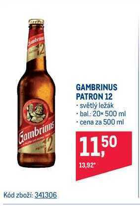 Makro Gambrinus patron 12 světlý ležák 500 ml nabídka