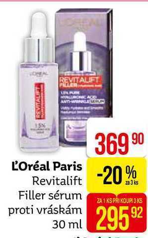 Teta L'oréal paris revitalift filler [ha] hyaluronové sérum proti vráskám 30ml nabídka