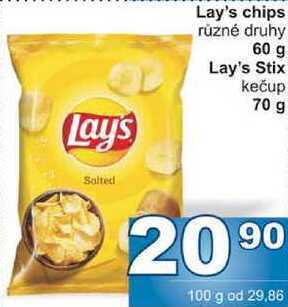 Jip Lay's chips různé druhy 60 g nabídka