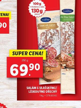 Lidl Salám s vlašskými / lískovými ořechy nabídka