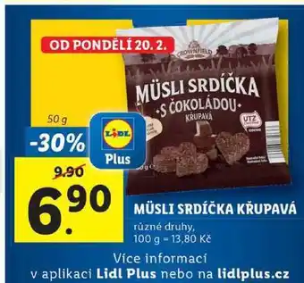 Lidl Müsli srdíčka křupavá, 50 g nabídka