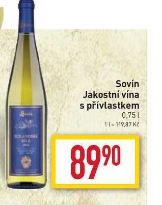 Billa Sovín jakostní vína s přívlastkem 0,75l nabídka