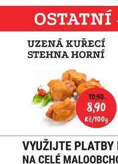 RABBIT řeznictví Uzená kuřecí stehna horní 100g nabídka
