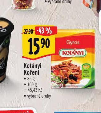 Albert Kotányi koření nabídka
