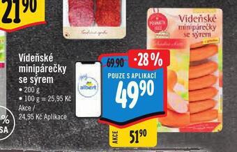 Albert Vídeňské minipárečky se sýrem nabídka