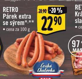 Albert Retro párek extra se sýrem nabídka