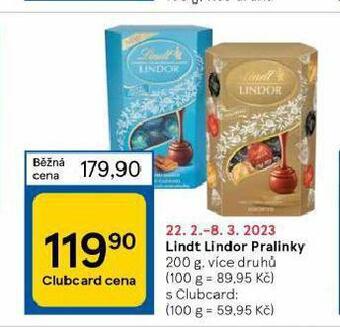 Tesco Lindt lindor pralinky nabídka