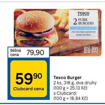Tesco Tesco burger 2 ks, 318 g nabídka