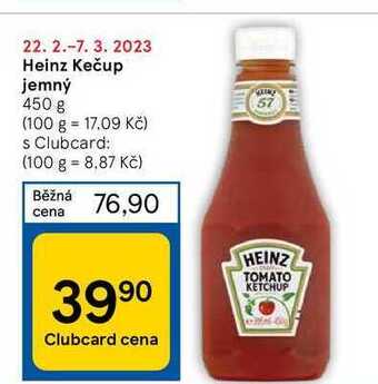 Tesco Heinz kečup jemný 450 g nabídka