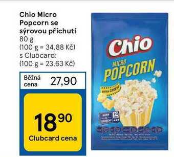 Tesco Chio micro popcorn se sýrovou příchutí 80 g nabídka