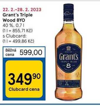Tesco Grant's triple wood 8yo 40 %, 0,7 l nabídka