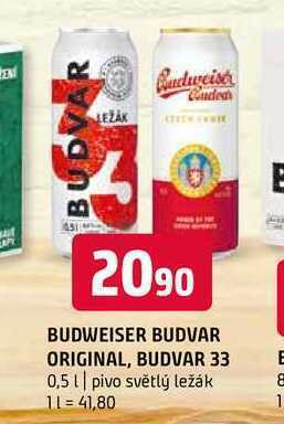 Terno Budweiser budvar original, budvar 33 0,5 l nabídka