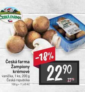 Billa Česká Farma Žampiony krémové vanička, 1 ks, 200 g nabídka