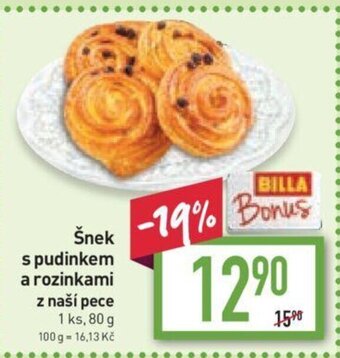 Billa šnek s rozinkami a pundinkem z naši pece 80g nabídka