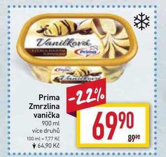 Billa Prima zmrzlina vanička 900 ml nabídka