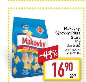 Billa Makovky, Sýrovky, Pizza stars 90g nabídka