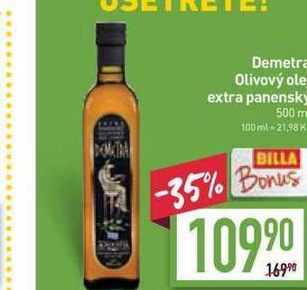 Billa Demetra olivový olej extra panenský 500 ml nabídka
