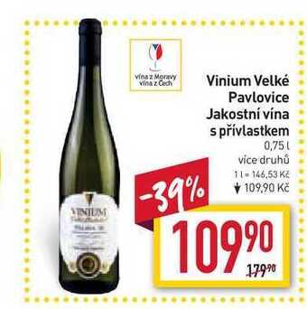 Billa Vinium velké pavlovice jakostní vína s přívlastkem 0,75l nabídka