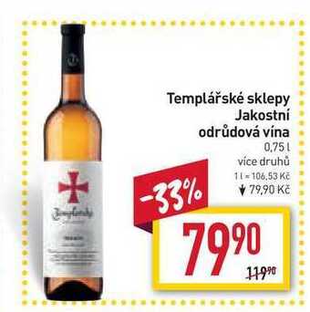 Billa Templářské sklepy jakostní odrůdová vína 0,75l nabídka