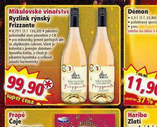 Norma Mikulovské vinařství ryzlink rýnský frizzante nabídka
