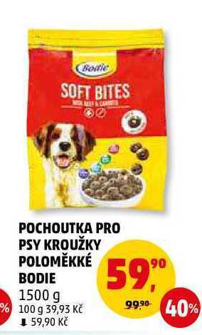 Penny Market Pochoutka pro psy kroužky poloměkké bodie, 1500 g nabídka