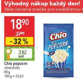 Globus Chio popcorn nabídka