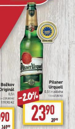 Billa Pivo pilsner urquell nabídka