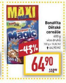 Billa Bonavita dětské cereálie nabídka