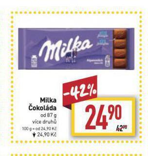 Billa Milka čokoláda nabídka