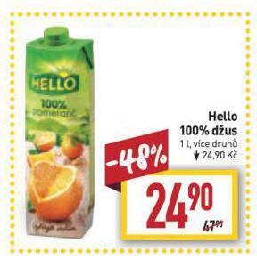 Billa Hello 100% džus nabídka