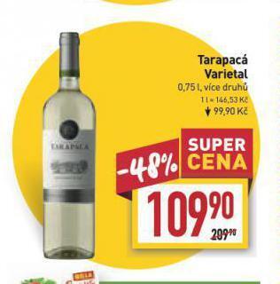 Billa Tarapacá varietal nabídka
