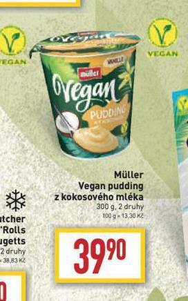 Billa Müller vegan pudding z kokosového mléka nabídka