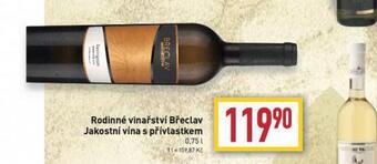 Billa Rodinné vinařství břeclav jakostní vína s přívlastkem nabídka