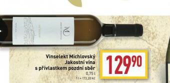 Billa Vinselekt michlovský jakostní vína s přívlastkem nabídka