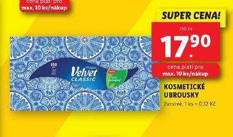 Lidl Velvet kosmetické ubrousky nabídka