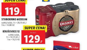 Lidl Pivo krušovice 12 královský ležák nabídka