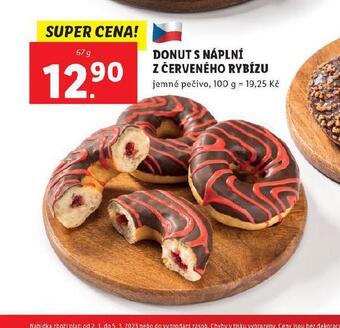 Lidl Donut s náplní z červeného rybízu nabídka