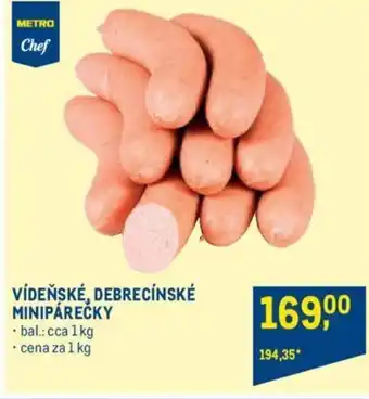 Makro Metro Vídeňské debrecínské minipárečky 1kg nabídka