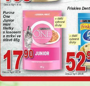 Hruška Purina one junior mini filetky s lososem a mrkví ve šťávě nabídka