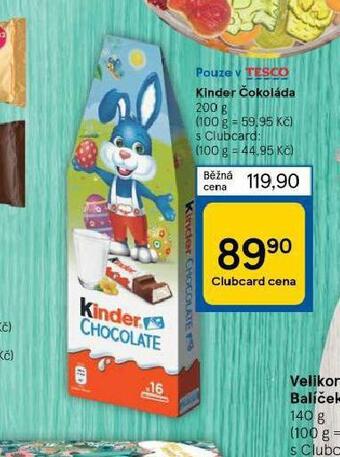 Tesco Kinder čokoláda nabídka