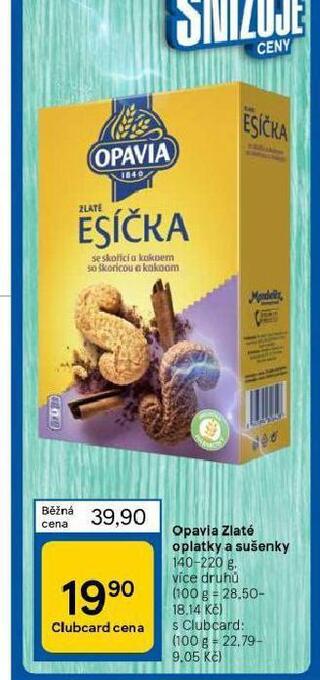 Tesco Opavia zlaté oplatky a sušenky nabídka