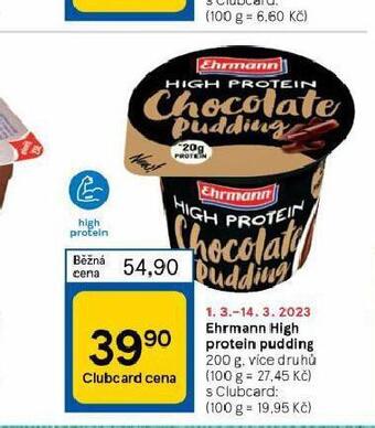 Tesco Ehrmann high protein pudding nabídka