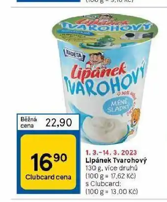 Tesco Lipánek tvarohový nabídka