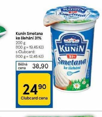 Tesco Kunín smetana ke šlehání nabídka