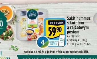 Albert Salát hummus s kuřetem a rajčatovým pestem nabídka