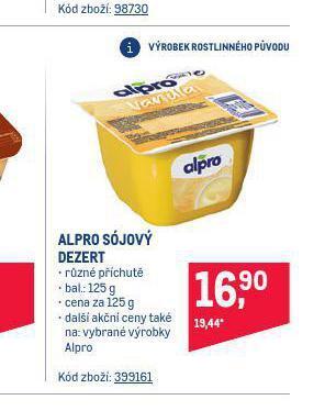 Makro Alpro sójový dezert nabídka