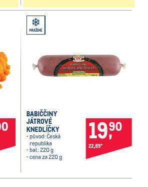 Makro Babiččiny játrové knedlíčky nabídka