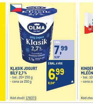 Makro Klasik jogurt bílý 2,7% nabídka